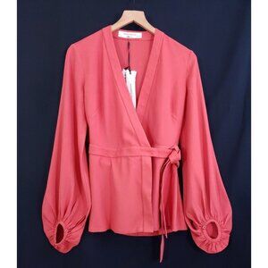 Another Tomorrow Lantern Sleeve Wrap Sample Blouse - Sm - NWT